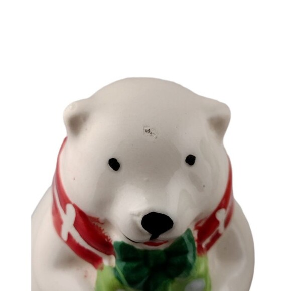 Vintage Polar Bear Salt Pepper Shaker Set Christmas Holiday Gifts Scarf  READ - Picture 5 of 5